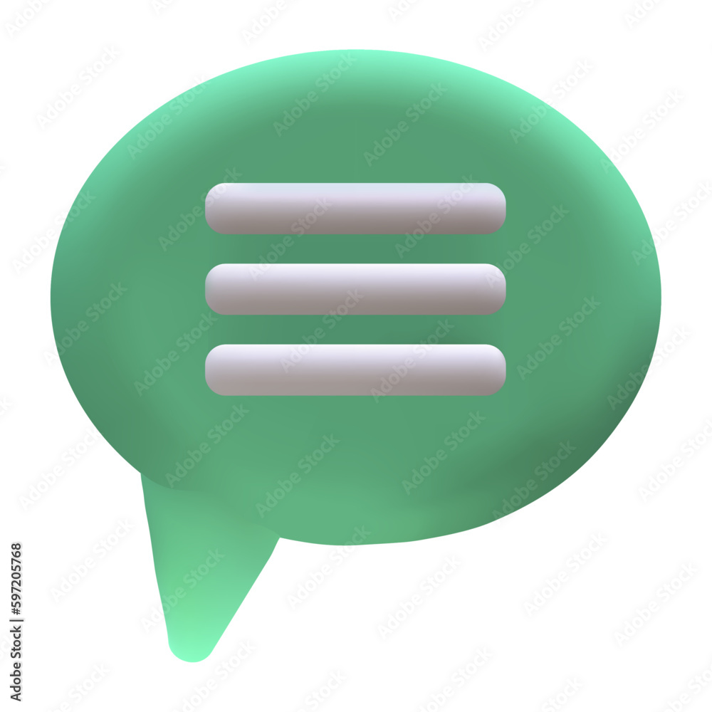 3d render talk speech bubble with lines. Green ellipse on white background 3d render talk speech bubble with lines. Green ellipse on white background