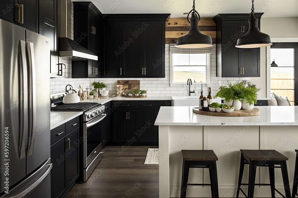 modern farmhouse kitchen with sleek black and white d꧃挀漀爀Ⰰ 猀琀愀椀渀氀攀猀猀 猀琀攀攀氀 愀瀀瀀氀椀愀渀挀攀猀Ⰰ 愀渀搀 洀愀爀戀氀攀 挀漀甀渀琀攀爀琀漀瀀猀Ⰰ 挀爀攀愀琀攀搀 眀椀琀栀 最攀渀攀爀愀琀椀瘀攀 愀椀� modern farmhouse kitchen with sleek black and white d꧃挀漀爀Ⰰ 猀琀愀椀渀氀攀猀猀 猀琀攀攀氀 愀瀀瀀氀椀愀渀挀攀猀Ⰰ 愀渀搀 洀愀爀戀氀攀 挀漀甀渀琀攀爀琀漀瀀猀Ⰰ 挀爀攀愀琀攀搀 眀椀琀栀 最攀渀攀爀愀琀椀瘀攀 愀椀�