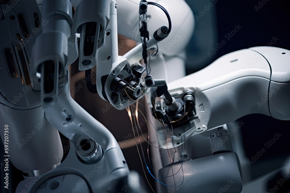 Robotic Surgery Incision Example medical robot performing , with view of incision and surgical tools ...