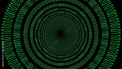 Green binary number circle overlay background