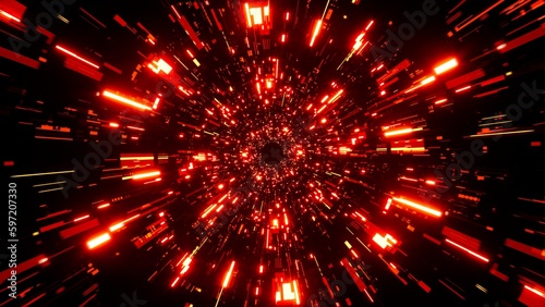Red technology pattern tunnel texture background