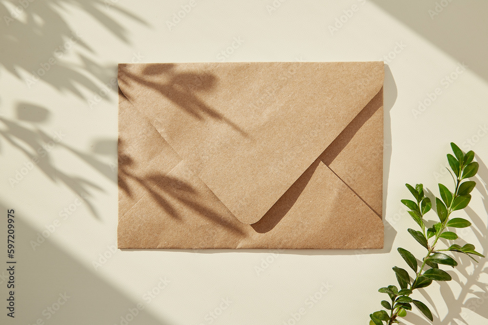 Envelope Shadow Mock up of craft envelope under shadow. Copy space Stock Photo | Adobe ...