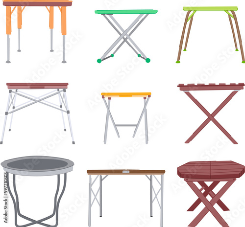 folding table set cartoon vector illustration