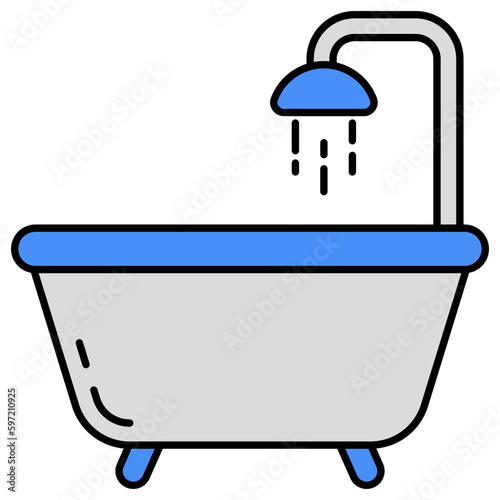 Trendy vector design of bathtub