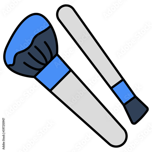 Makeup brushes icon isolated on white background 