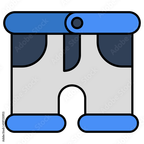 Menswear nicker, flat design icon of men's short 