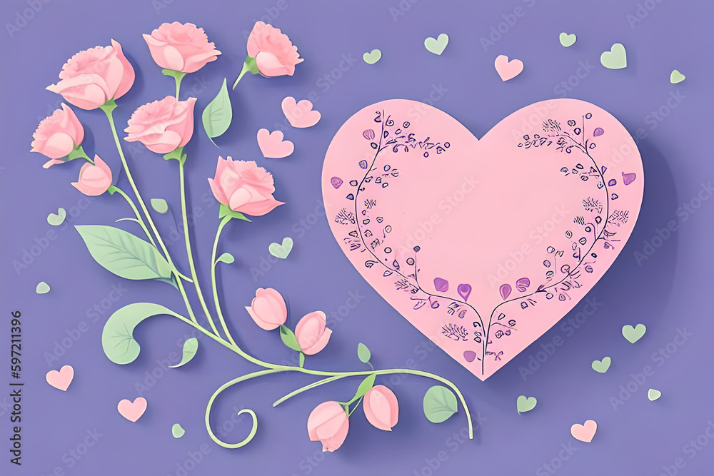 A romantic and sentimental greeting card with a floral or a heart-shaped design