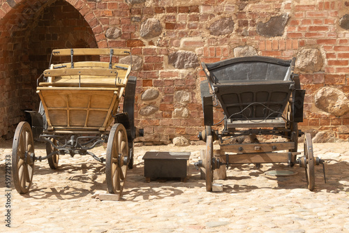 antique wooden carriages for horse-drawn carriages