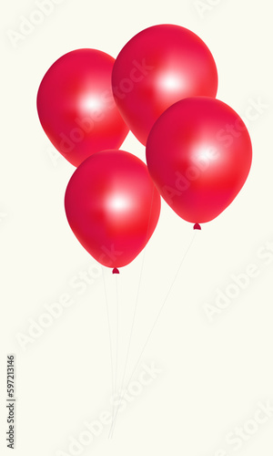 Red balloons with on white background. Vector