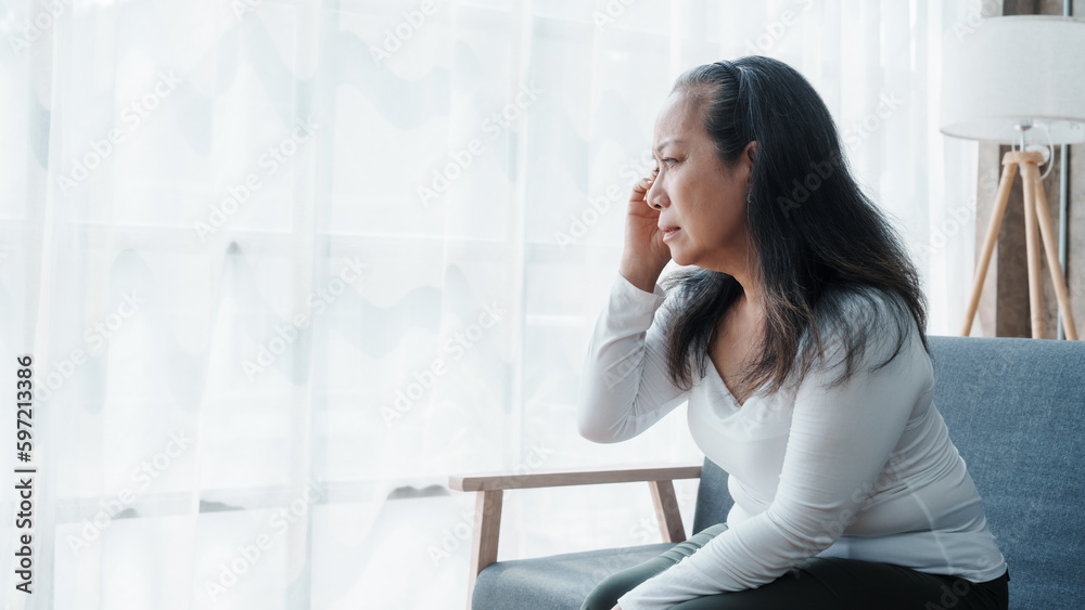 Mature woman feeling sad, asian elderly housewife anxiety depressed thinking senior chinese ethnicity. Mature woman feeling sad, asian elderly housewife anxiety depressed thinking senior chinese ethnicity.