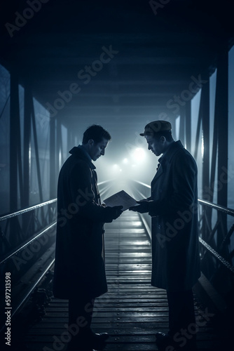 Spionage, Agenten, Kalter Krieg, Weitergabe von sensiblen Informationen, KI generiert photo