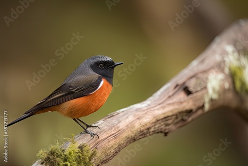 male redstart perching on branch, surveying its surroundings, created with generative ai