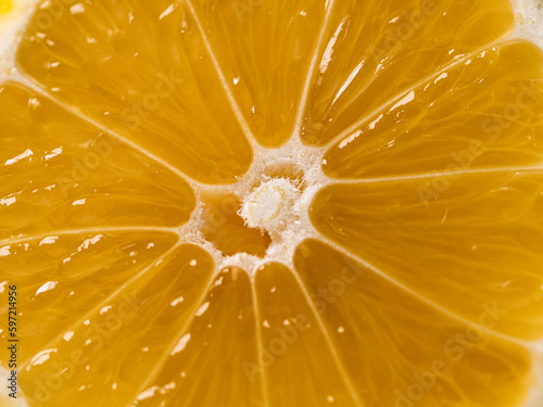Lemon slices. Closeup fruit background.