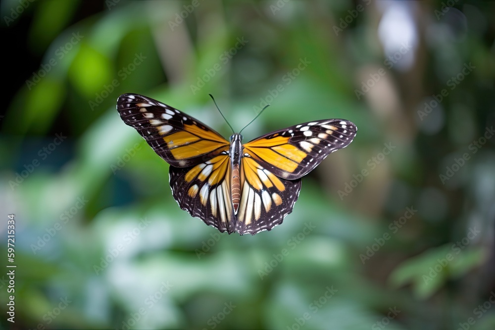 Fototapeta premium butterflie flying on graceful flight, with wings fluttering in the wind, created with generative ai
