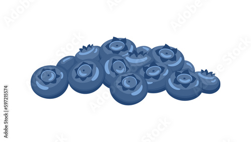 Heap of blueberry. Vector flat illustration of fresh ripe berries. 