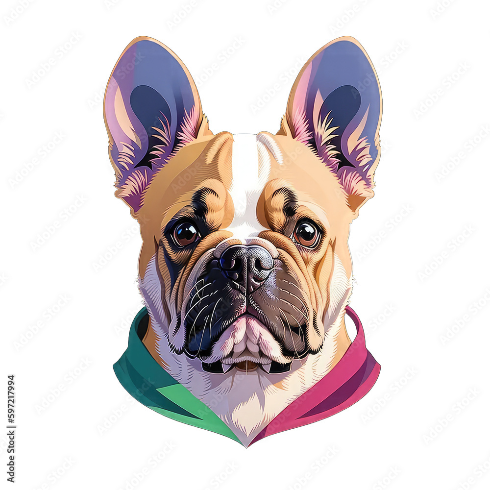 French Bulldog portrait on transparent background