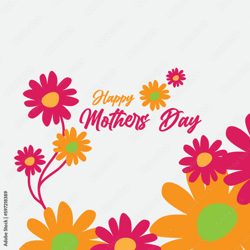 Happy Mothers Day background. minimal style wallpaper with flower. Vector background for banner, poster.