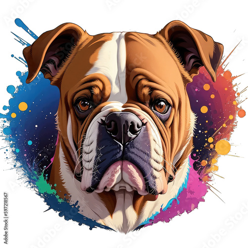 bulldog portrait on transparent background