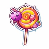 vibrant sticker of a candy on a stick, illustration