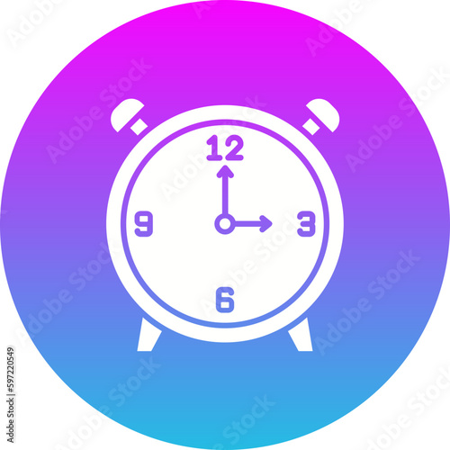 Alarm Clock Gradient Circle Glyph Inverted Icon