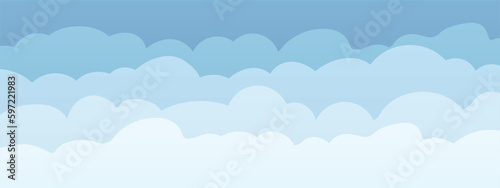 banner with layers of blue clouds - vector illustration