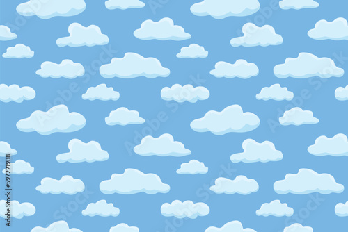 sky with clouds seamless pattern - vector illustration