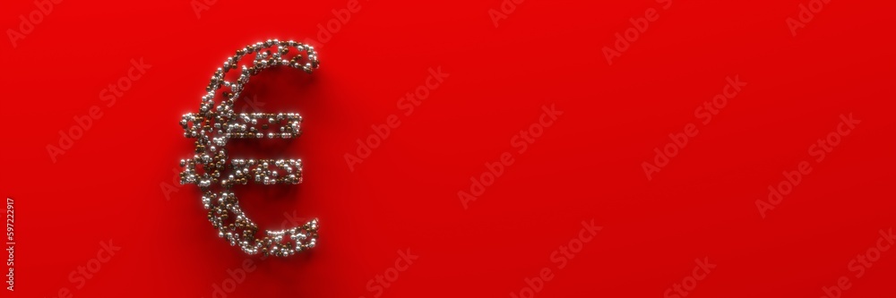 The European currency symbol on a red background. 3d render The European currency symbol on a red background. 3d render