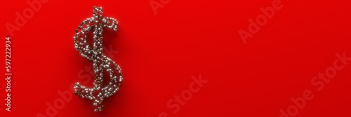 The American currency symbol on a red background. 3d render