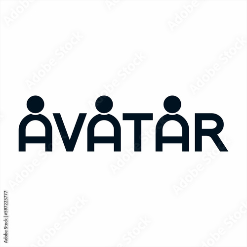 Fototapeta Naklejka Na Ścianę i Meble -  Avatar word logo design with human symbol on letter A.