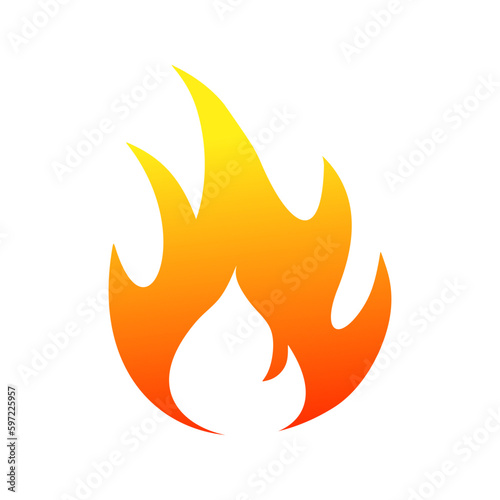 Flame vector sign. Fire icon in flat illustration isolated on white background. Fire flame logo design. Vector illustration