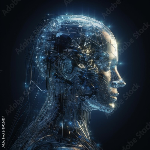 Canvastavla An Artificial Intelligence self portrait. Generative AI.
