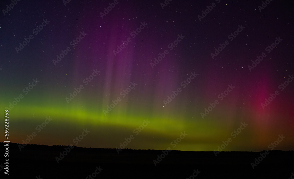 Northern lights - Aurora borealis, on the east side. Lithuania