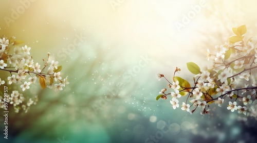 Spring with blossoming flowers: 3D rendering with positive colors, refreshing wallpaper, created using generative AI © Max