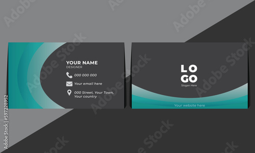 Modern corporate Business card design, modern design,
wave pattern, both sided, vector, template