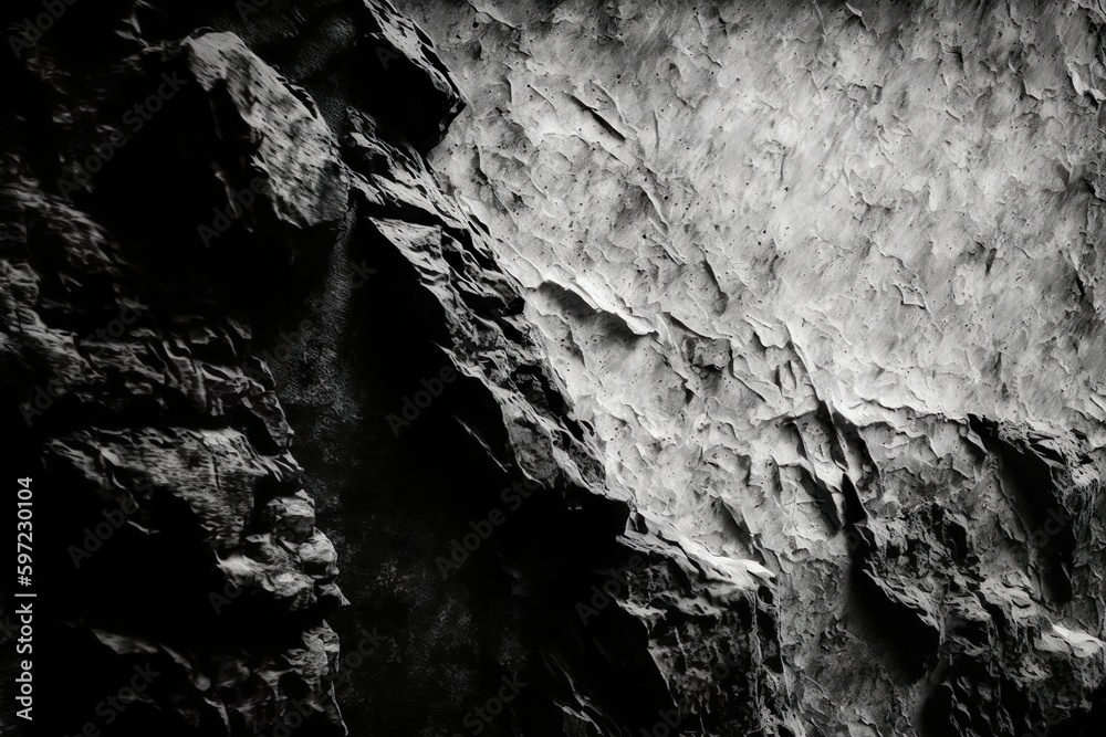 Fond de pierre grise. Gros plan de la texture des montagnes. Texture de roche blanche. Fond grunge de texture rocheuse. Bloc de roche naturelle. Détail. Ai générative 