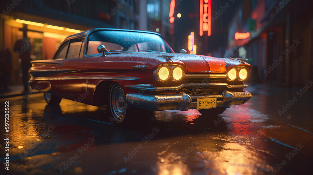 Lowrider with custom paint job, nightlife, realistic crowd of people, celebration, wide point of view, generative ai Lowrider with custom paint job, nightlife, realistic crowd of people, celebration, wide point of view, generative ai