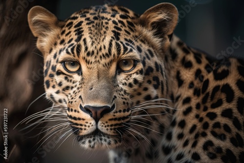 A close up of a leopard looking at the camera, created with Generative Ai Technology © pham