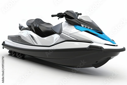 New white jet ski isolated on white background. Generative AI