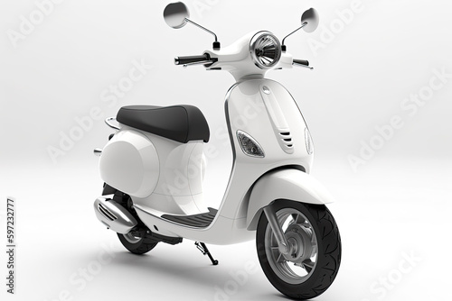 Stylish white scooter close-up on a white background. Generative AI