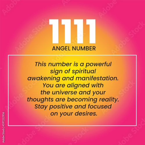 1111 Angel number blessing message for social media, poster and banner.  Vector Illustration Design.