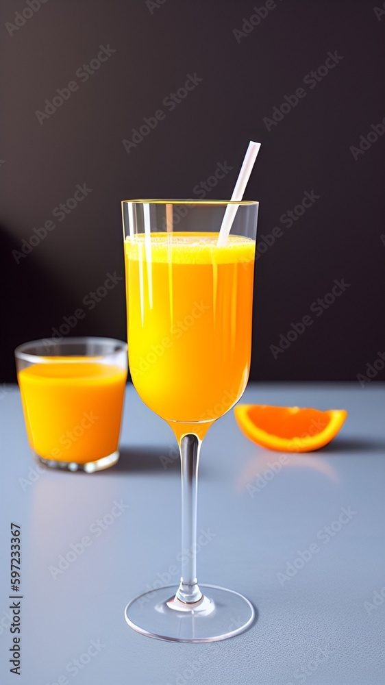 splash of juicy orange juice on blue ice beach glass orange slices