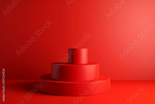 Sleek Red Podium: Modern Stand for Product Display - 3D Rendering