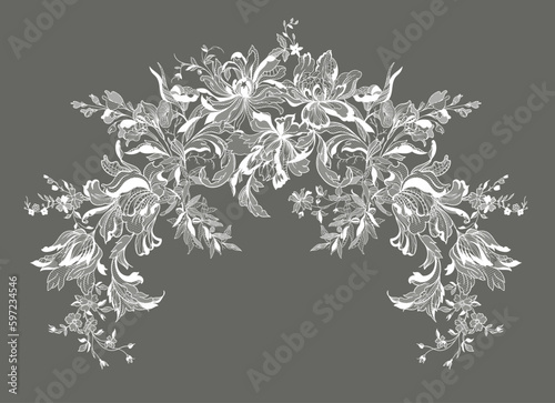 Lace ornate flowers. vector illustration
