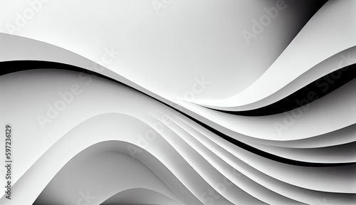 Abstract modern white banner with curves waves. Generative AI