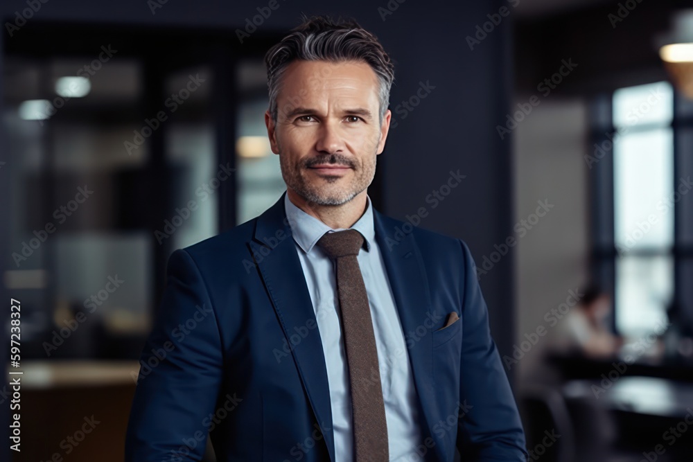 Successful mature businessman looking at camera with confidence. Generative AI