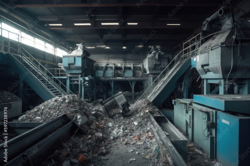 Recycling could depict a facility where waste is sorted and processed for reuse. Generative AI Recycling could depict a facility where waste is sorted and processed for reuse. Generative AI
