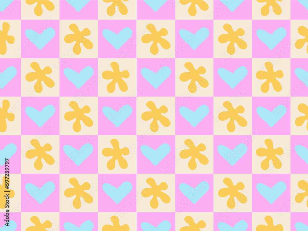 Cute and minimalistic seamless pattern with hearts. Repeating vector hand drawn design for textile, backdrop, wrapping paper, prints