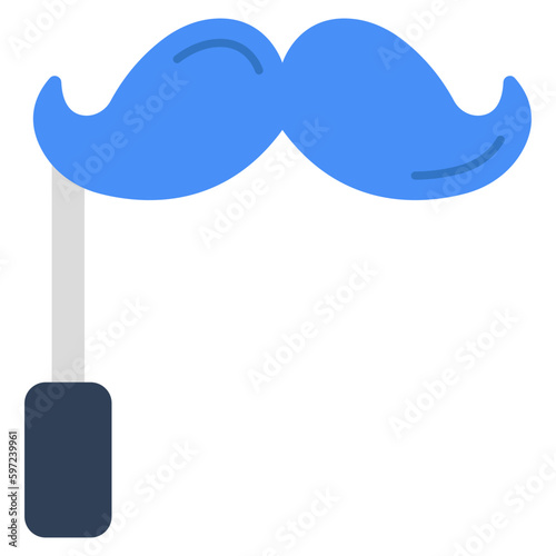 A flat design icon of mustache prop