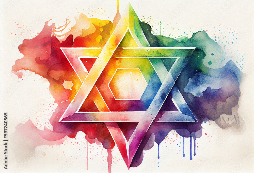 An abstract representation of the Star of David, a symbol of Judaism
