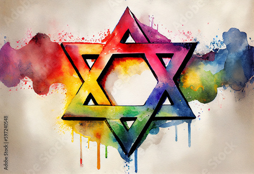 Fotografiet An abstract representation of the Star of David, a symbol of Judaism, using bold